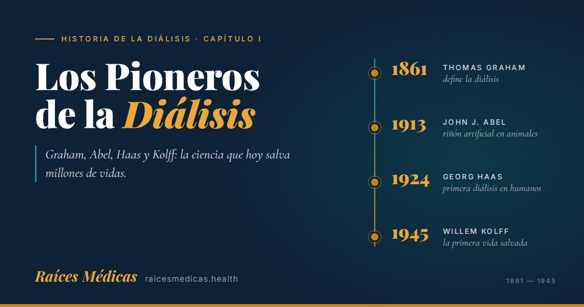 Los Pioneros de la Diálisis — línea de tiempo de Graham a Kolff